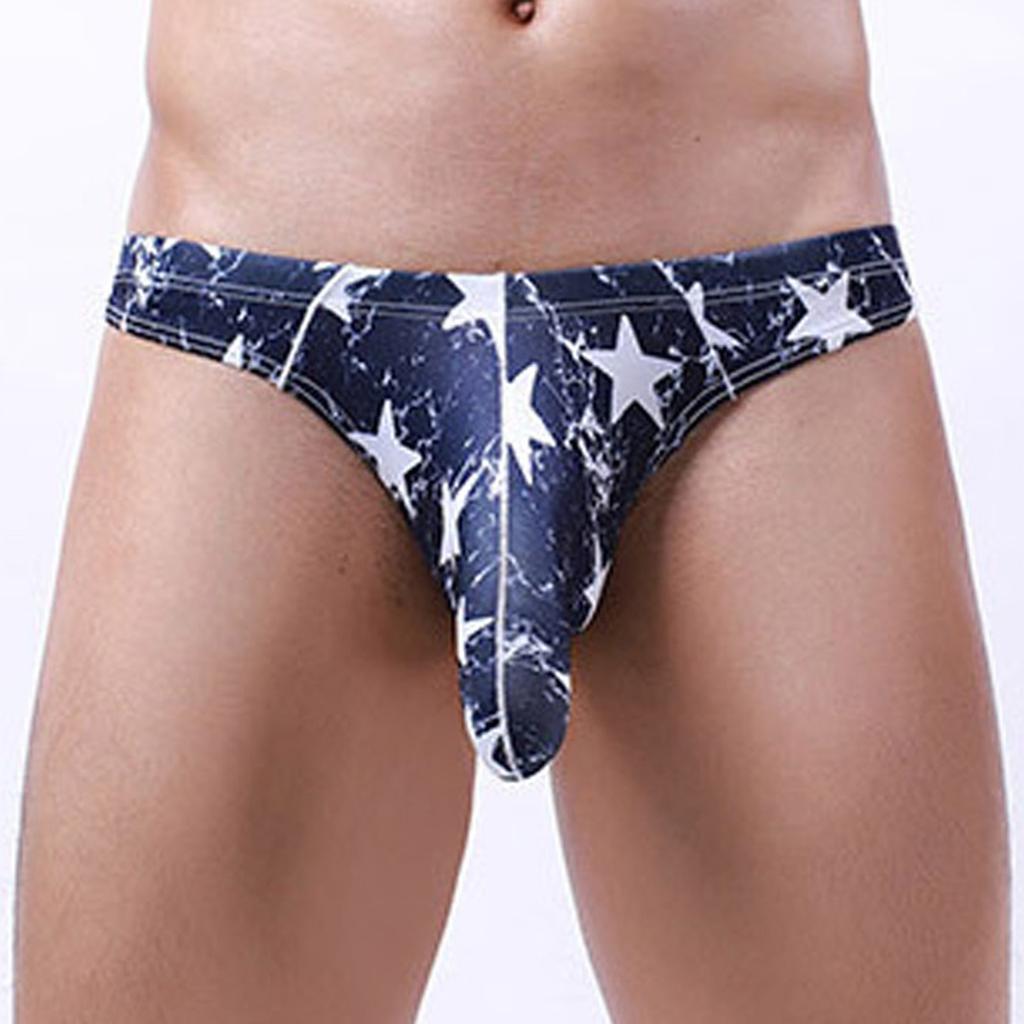 Men's Fashion Sexy Casual Comfortable Breathable Printed Mid-Low Waist Panties