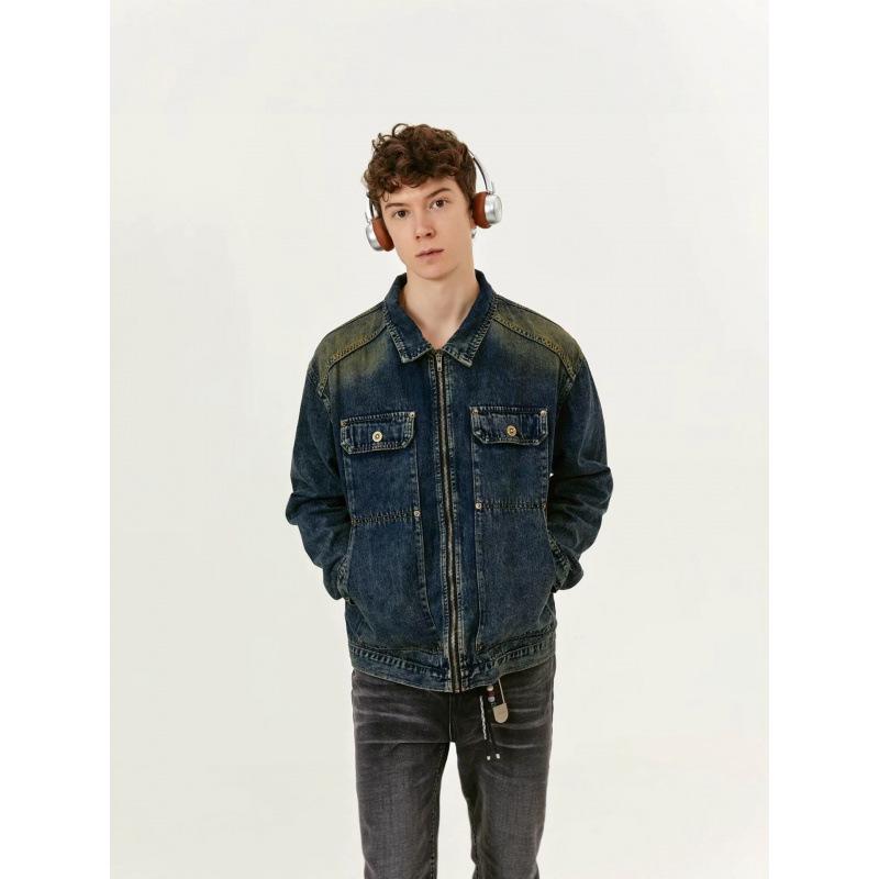 Men's Retro High Street Washed Denim Workwear Jacket