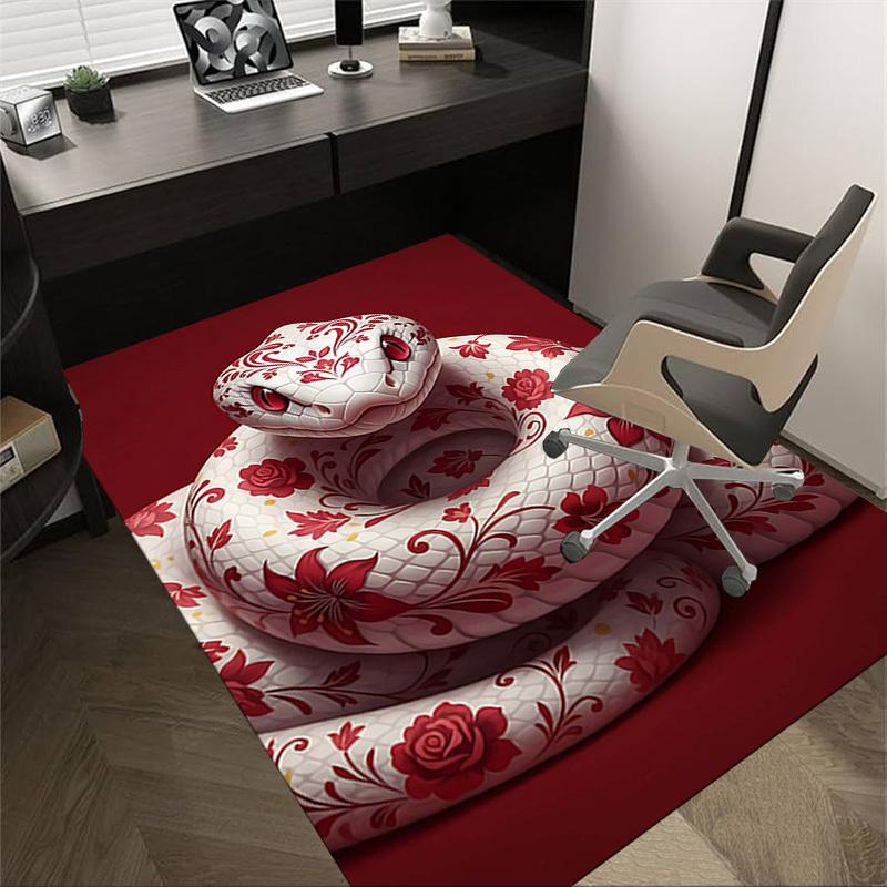 1PC Snake Floral Non-Slip Floor Carpet Compatible for Office&Living Room&Bedroom&Dining room - Flat-Weave Machine-W283