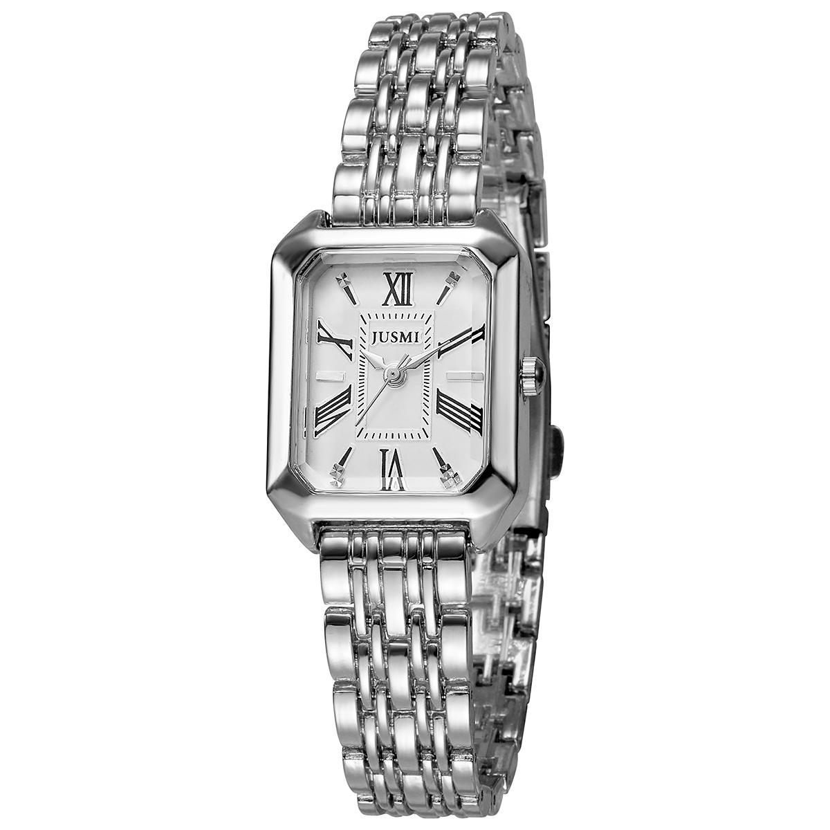 

Fashionable Square Metallic Steel Band Quartz Women s Watch for Christmas and Halloween Gifts серебряный