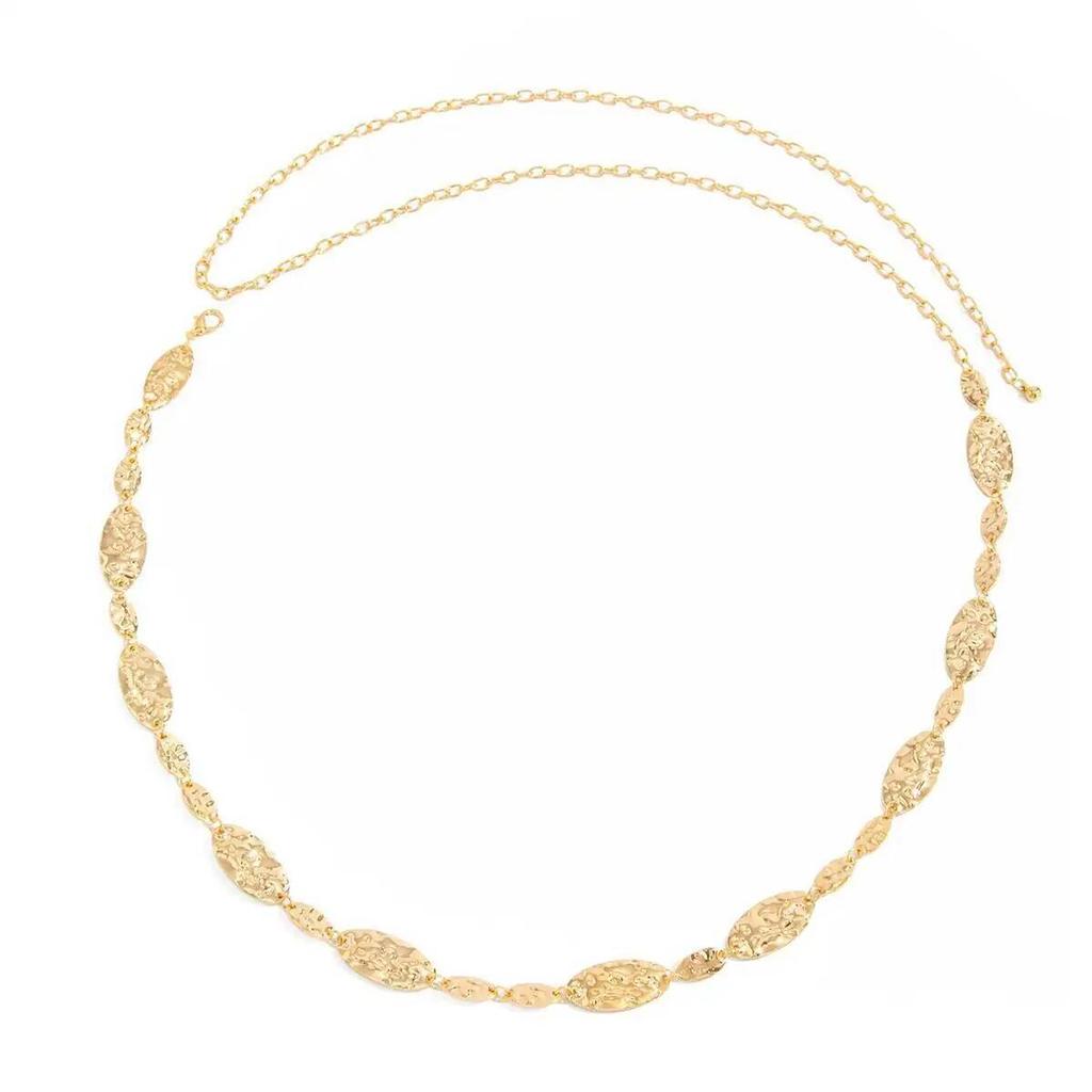 IngeSight.Z Simple Vintage Fold Metal Waist Belly Chain Women 2026 Trend Exquisite Sexy Gold Color Belt Chain Body Chain Jewelry