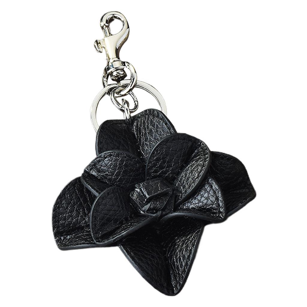 Modischer PU-Leder Schlüsselanhänger mit floralem Muster und Legierungsring, Kamelien-Anhänger, Schlüsselanhänger-Zubehör für Pendler und Reisen