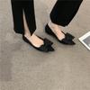 Modische Ballerinas für Damen Frühling Herbst 2025 Neu Französische Schleife Spitze Flacher Ausschnitt Scoop-Schuhe Übergröße Damenschuhe 42 43 44