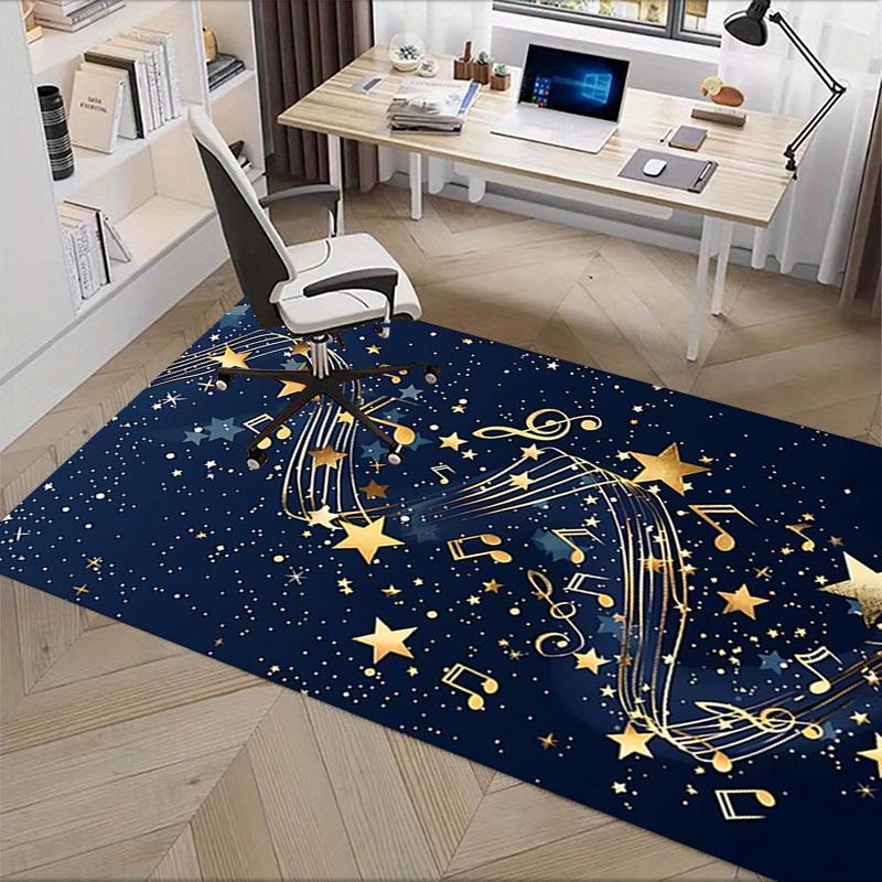 Golden Musical Notes and Stars Chair Mat Office Carpet, Oversized Rug for Home Decor, Sofa Mat, Desk Pad, Gift for Office or Bedroom/Living Room