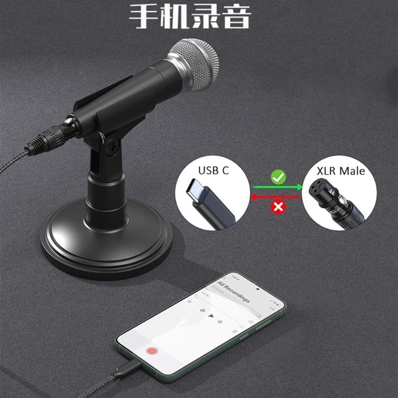 Professional Studio Cable USB C to 3Pin Male Connectors Line Signal Transmission For Music Production Recording