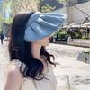 Sun Hat for Women, Wide Brim Sun Visor Hat, UPF50+ Lightweight Foldable Ponytail Sports Cap, Rollable Foldable Empty Top Hat