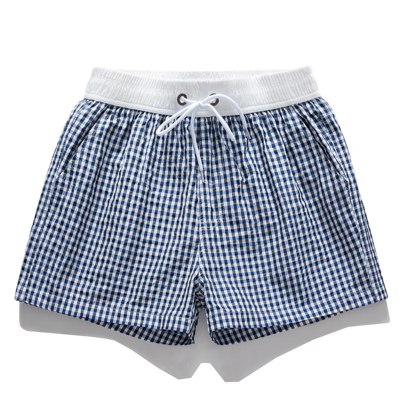 Men's Gingham Check Casual Shorts – Elastic Drawstring Waist Pocket Shorts for Summer Daily & Streetwear