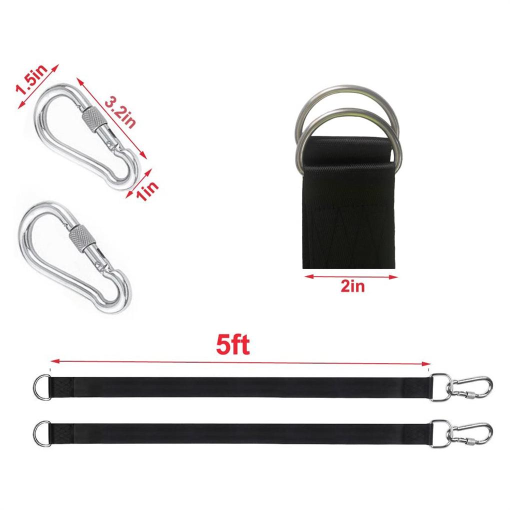 Tree Swing Hanging Straps Kit Holds 1200lbs Hammock Belt Carabiner Garden Patio Fishing Tire Safe Rope Supplies