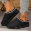 Women Warm Suede Snow Boots Autumn/Winter Fashion Slip on Platform Boats Close Toe Half Slipper Female Cotton Shoes