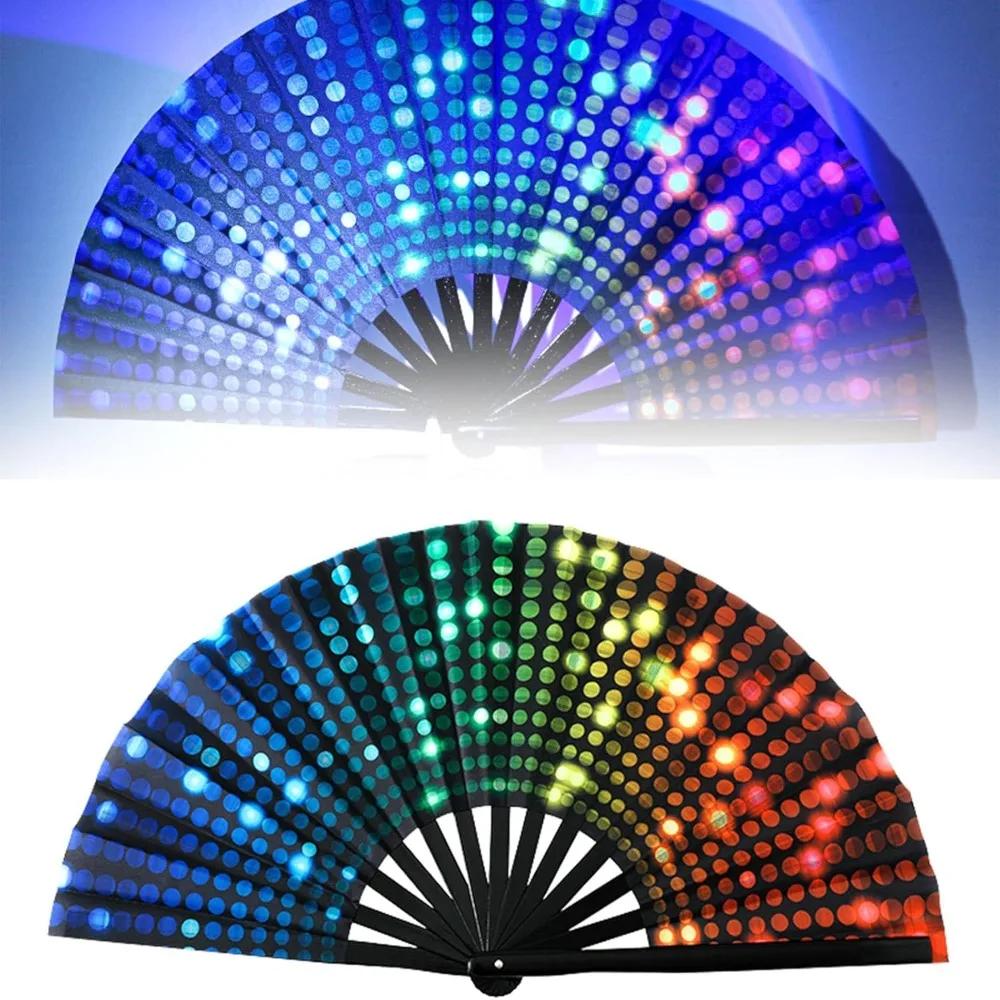 UV Ink Printing Bamboo Fan PVC Foldable Colorful Reflective Fan Lightweight Portable Photography Props Fan