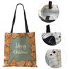 Christmas Snowflake Card Hat Canvas Shopper Bag Merry Christmas Reusable Shoulder Bag 2022 Large Capacity Storage Tote Handbag CLE