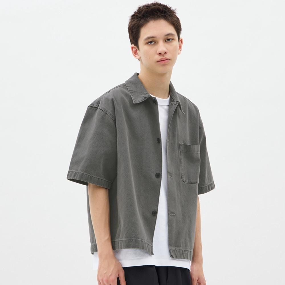 

Джинсовая укороченная рубашка оверсайз GU by Uniqlo с рукавом 5 минут NT+E
