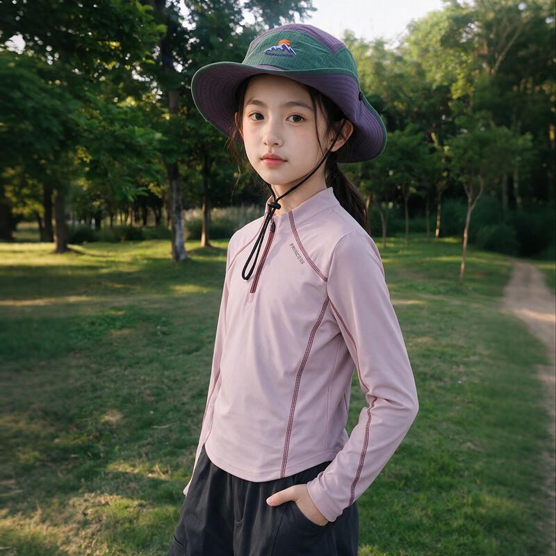 Girls' Long-Sleeve Breathable Quick-Dry Sporty Mock-Neck Top
