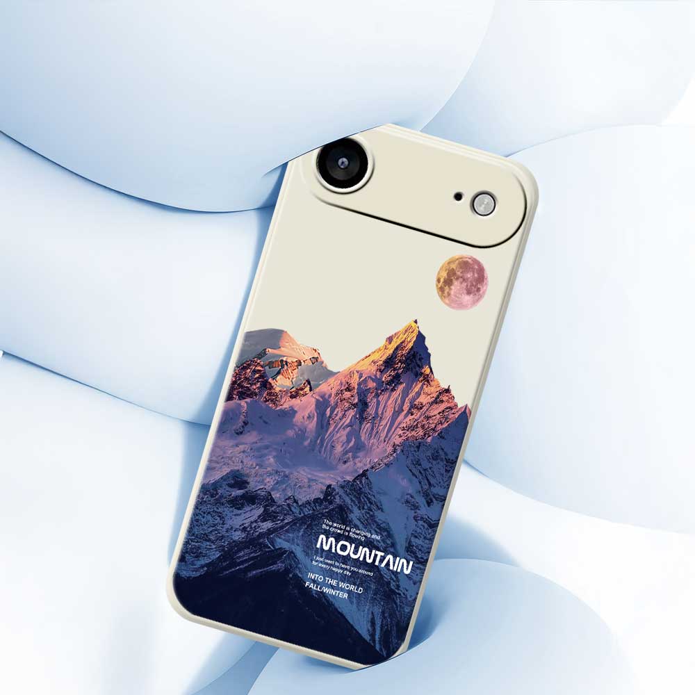 For iPhone 17 Air Case Blue Snow Mountain Pattern Printing Straight Edge TPU Phone Back Cover