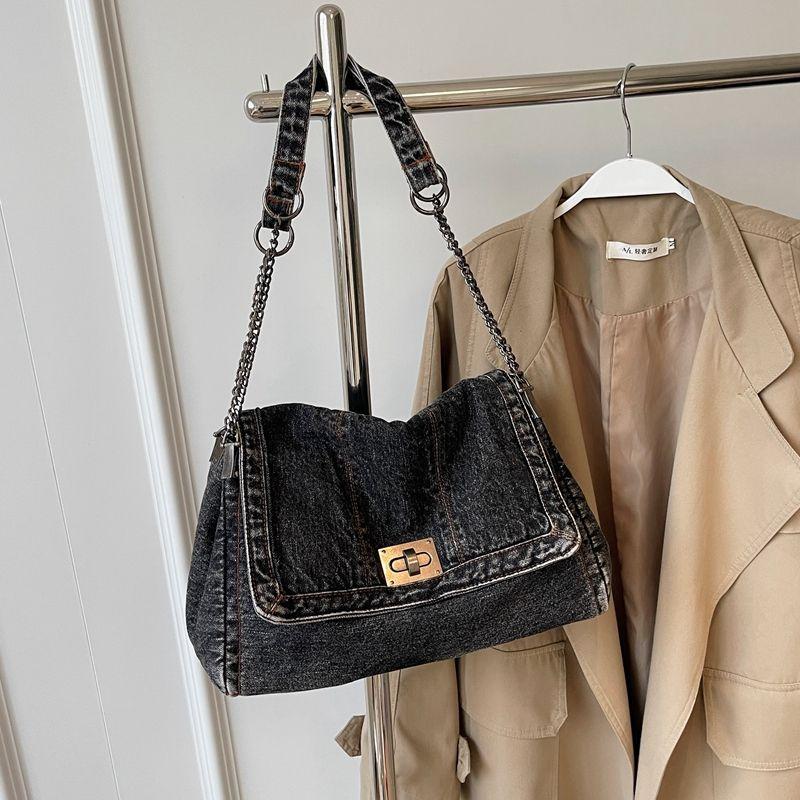 

Повседневная Поездка Деним Универсальная Цепочка Женская Сумка Black