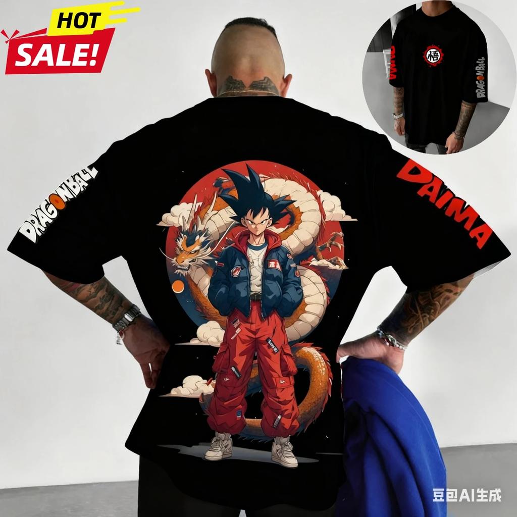 Men Women Kids of 2026 Summer Dragon Ball Retro HighQuality Cotton TShirt Goku Dragon Print Oversized Tee Unisex Top