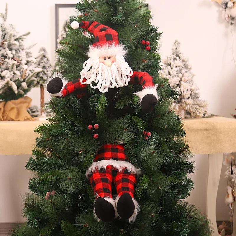 1pcs/set Santa Hugging Tree Christmas Decorations Non-Woven Wire Frame Festive Ornaments for Home Mall Holiday Scene Setup