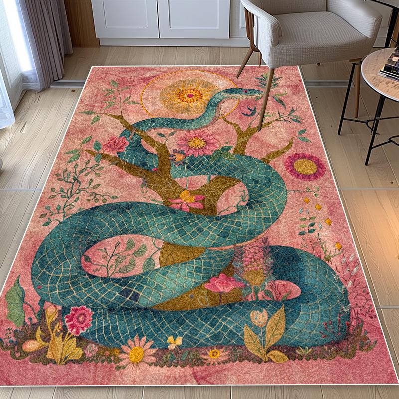 

American Style Snake Pattern Carpet Living Room Plant Decoration Bedroom Large Area Rugs Cloakroom Bathroom Non-slip Floor Mat 6.5x9.8ft(200x300cm)