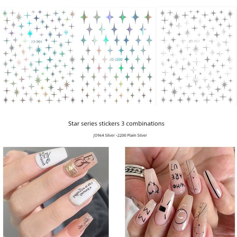 

Internet Hot Asterism French Style Sticker Silver Manicure 2200 Star Three Combination