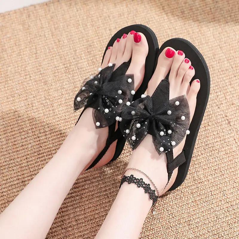 Fashion Casual Bow Open Toe Women's Sandals on Offer Low Price Original Anti Slip Hot 2025 Luxury Designer Asian Size Vip Ladies Shoes