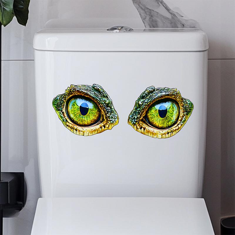 Funny Glowing Eyes Toilet Stickers Removable Bathroom Decoration Waterproof Vinyl Wall Tile Decals for Home Office