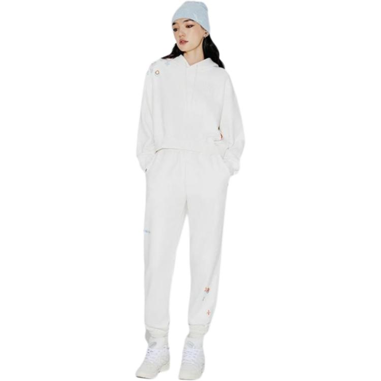 Felpa con cappuccio stampata Li Ning Donna Felpa Bianco sporco AWDT948-7