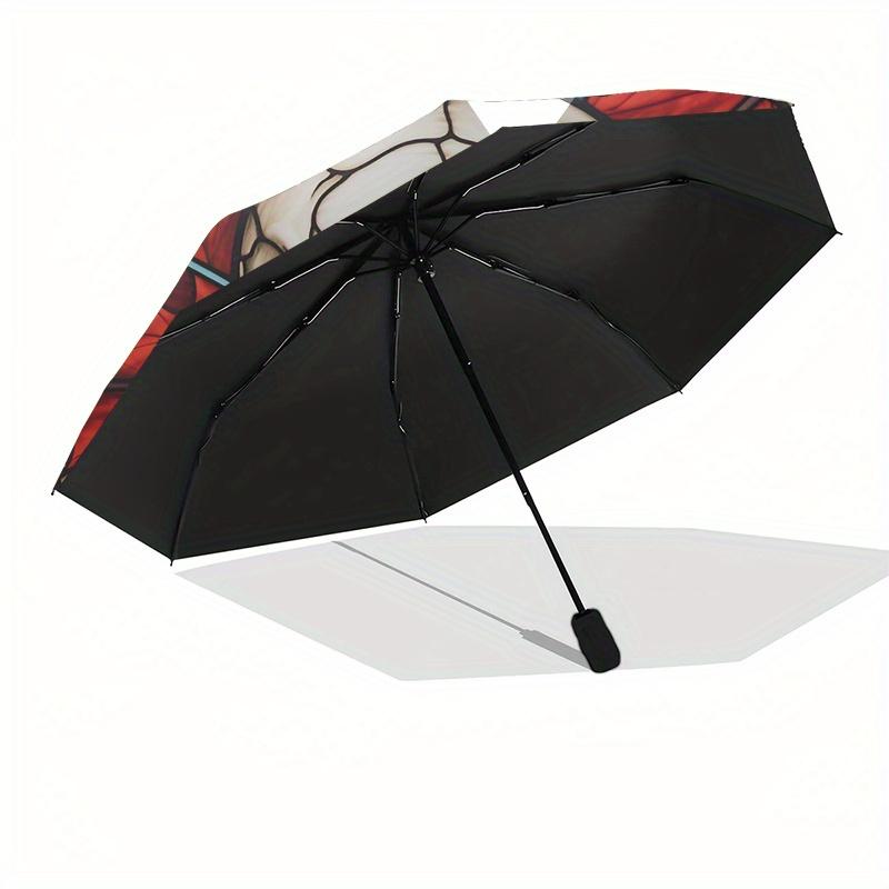 Stained Skull Halloween DecorationUmbrella, Portable 3-Fold Compact Umbrella,Christmas Gift ES651