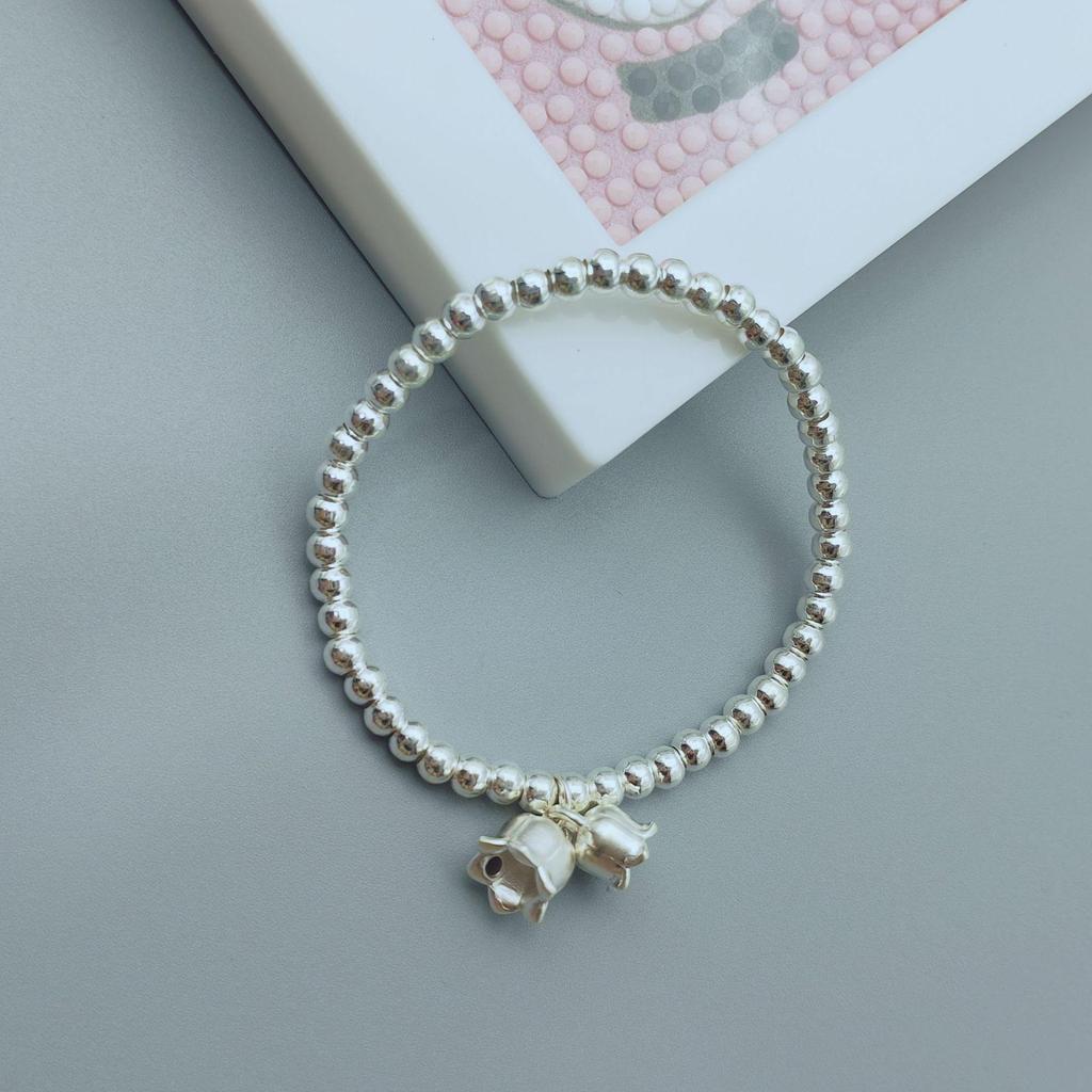 Orchid Niche Silver Bell Beaded Bracelet - Versatile, Handmade, Fashionable, Simple Design