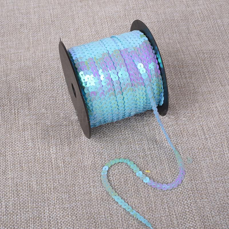 100yards Shiny Color Sequins Ribbon Round Flat Laser Colored Paillettes Trims for Garment Bag DIY Sewing Crafts Party Decoration
