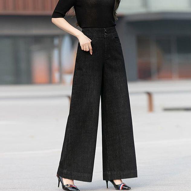 2025 Fleece-Lined High-Waisted Wide-Leg Jeans: Women's Slimming Cropped Pants for Autumn/Winter