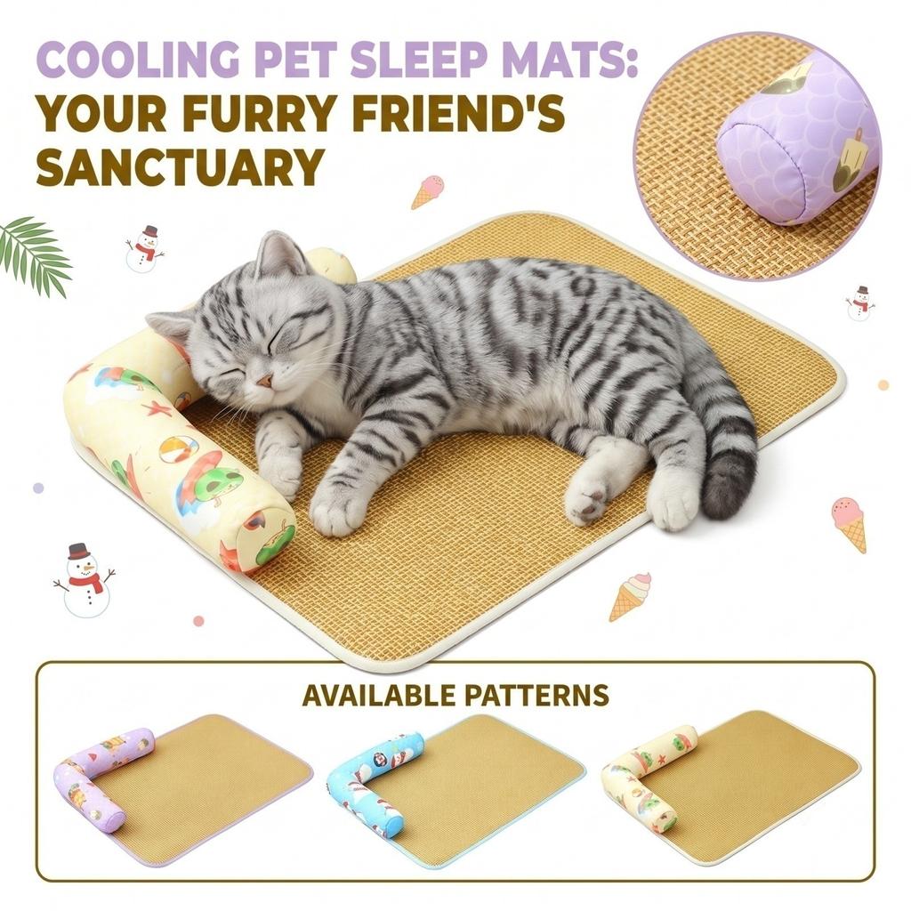 Summer Pet 5040 Cm - Breathable Natural for Dogs and Cats, Wicker Pet Bed Pad for Crate or Floor
