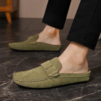 Mules Flats Man Slides Slippers Male New Brand Designer Mens Half Drag Shoes for Men Casual Vintage Loafers Half Shoes