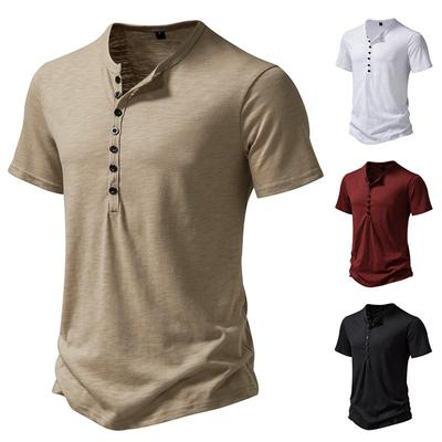 Heren Zomer Casual Slim Fit Henley Shirts Ademend Gym Workout Atletische T-shirts Shirt Knoop Basic Tops voor Mannen Lichtgewicht Korte Mouw T-shirts
