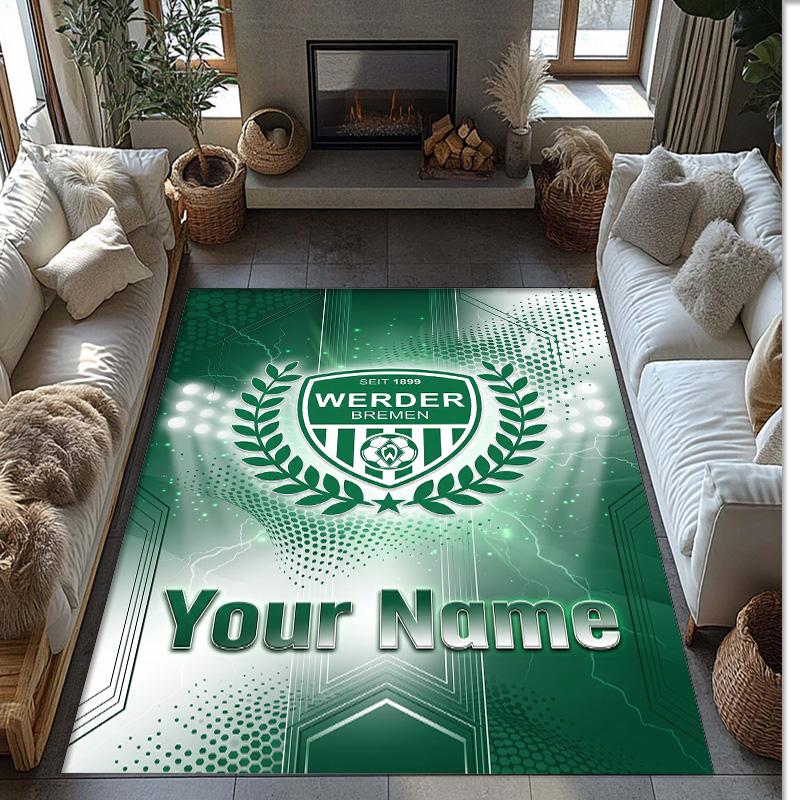 Werder Bremen FC Printed Crystal Velvet Rug Non‑Slip Crystal Velvet Carpet For Sofa Bedroom Indoor Home Decoration