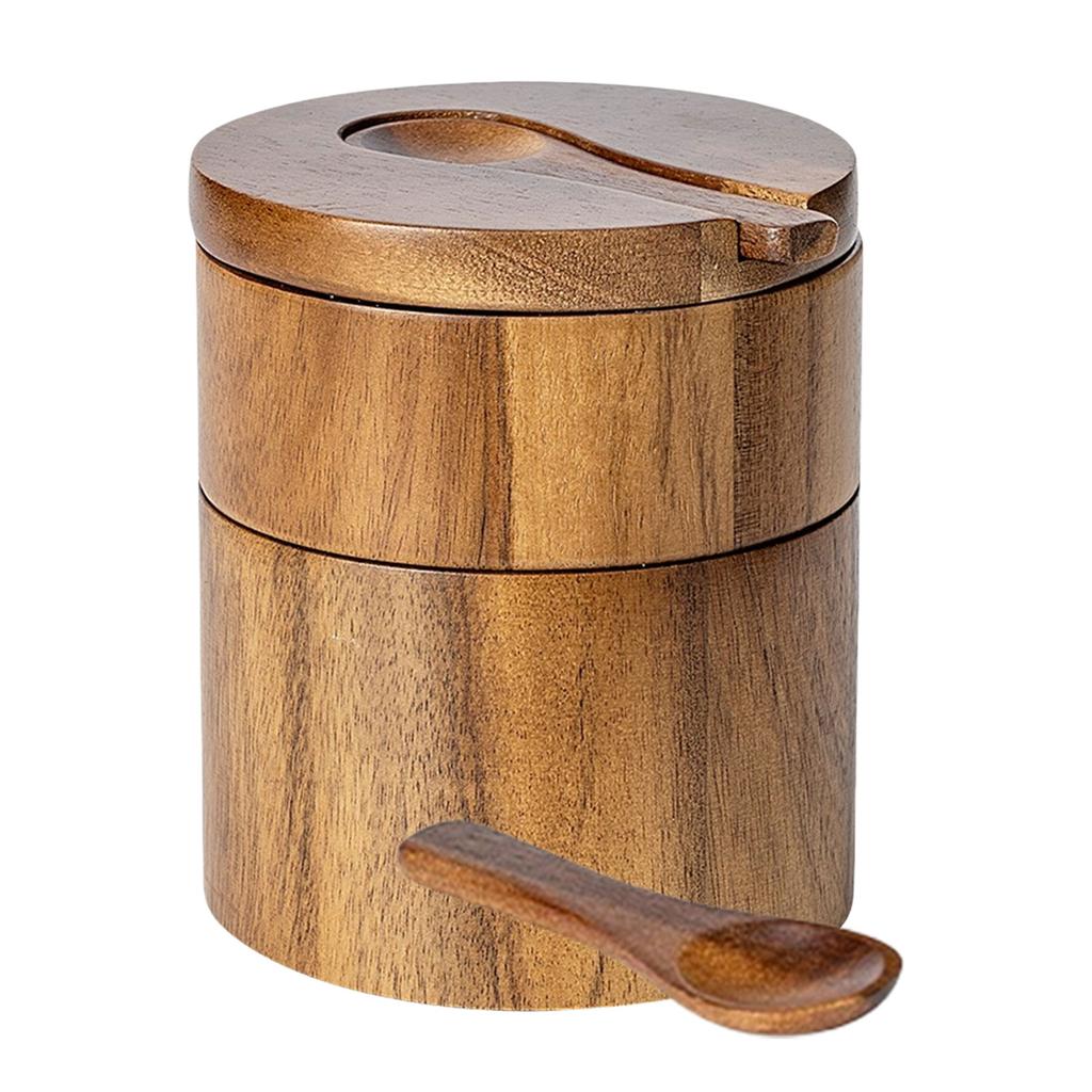 Freshness Preserving Spice Holder Practical Wood Spice Holder Convenient Container with Lid for Gourmet Cooking