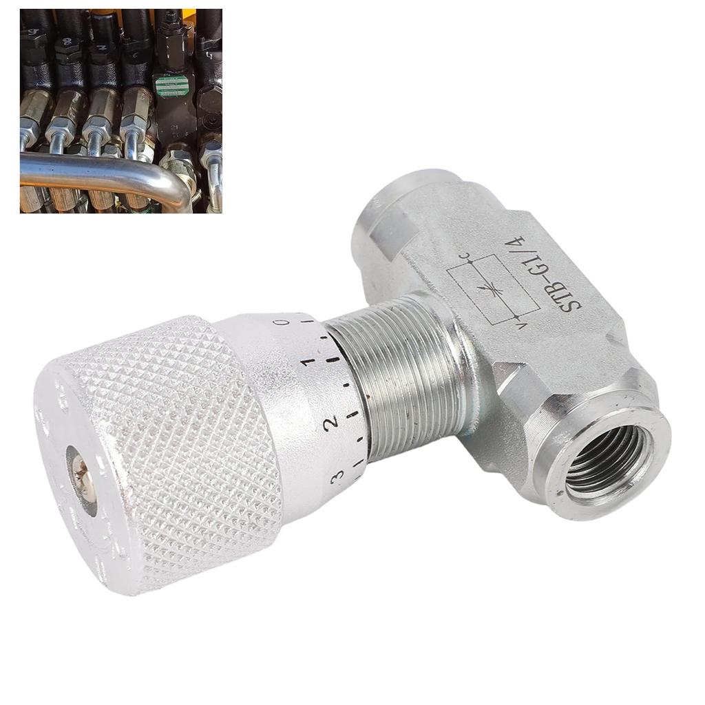 Hydraulic Flowrate Control Valve Fit for STB Series 0.8-2 Ton Mini Excavator G1/4in Bidirectional for Cylinder Speed Control