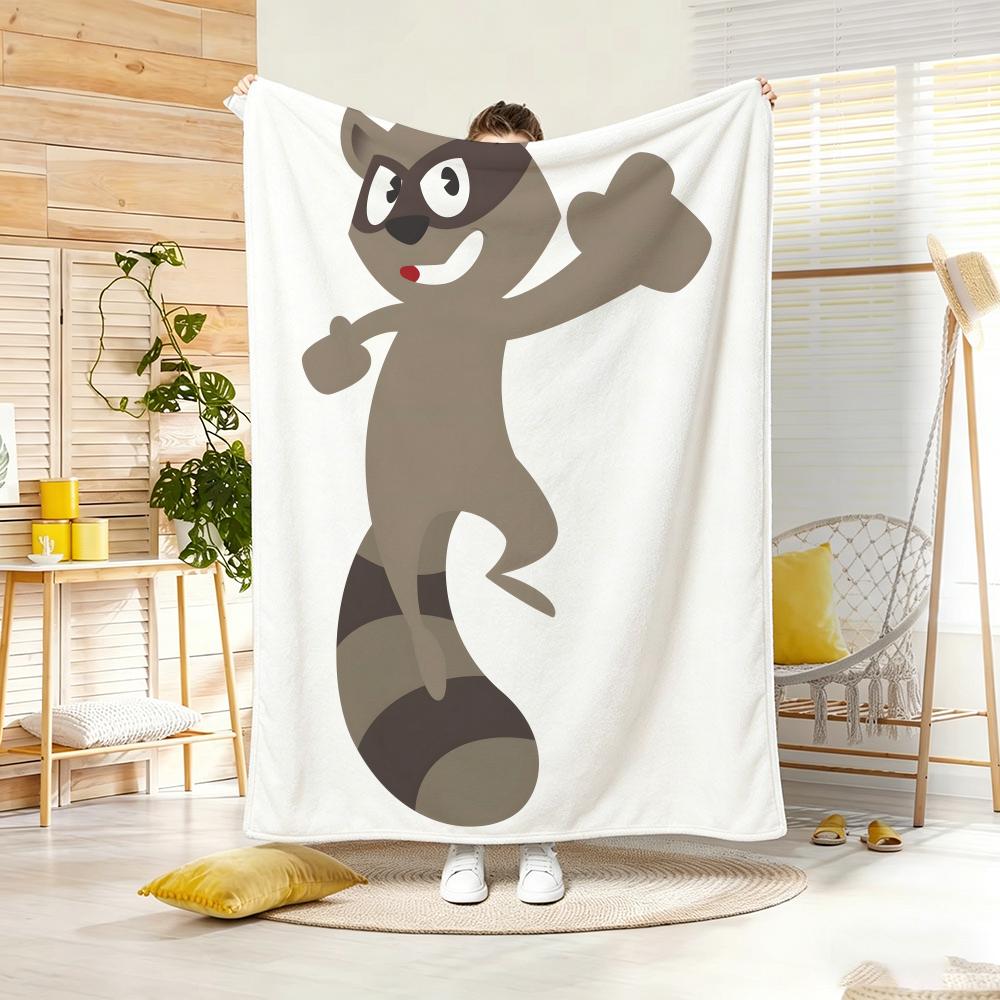Kids Cartoon S-Skunk Fu Throw Lightweight 240G Flannel Blanket Soft Skin-Friendly For Summer Cooling