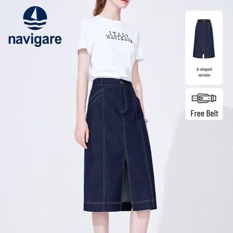 Navigare Women s A-Line Denim Skirt L