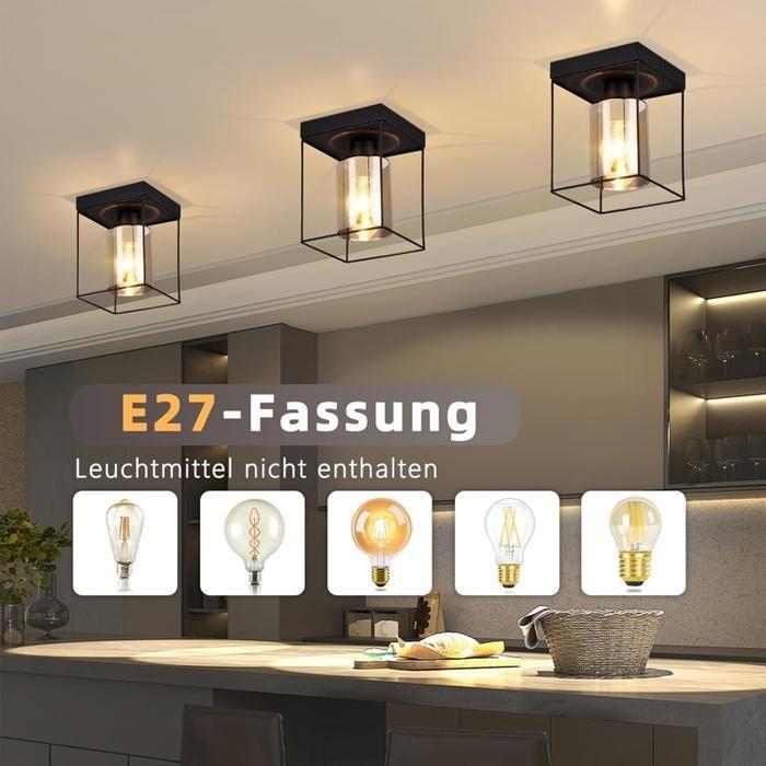 Plafonnier - NETTLIFE - 1 flamme E27 - Noir - Métal - Scandinave/Moderne