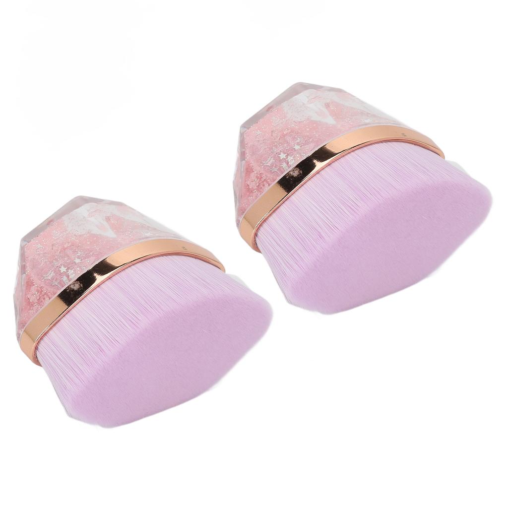 2 Pcs  Makeup Brush Purple Flat Top Rhombus Makeup Brush with Storage Box