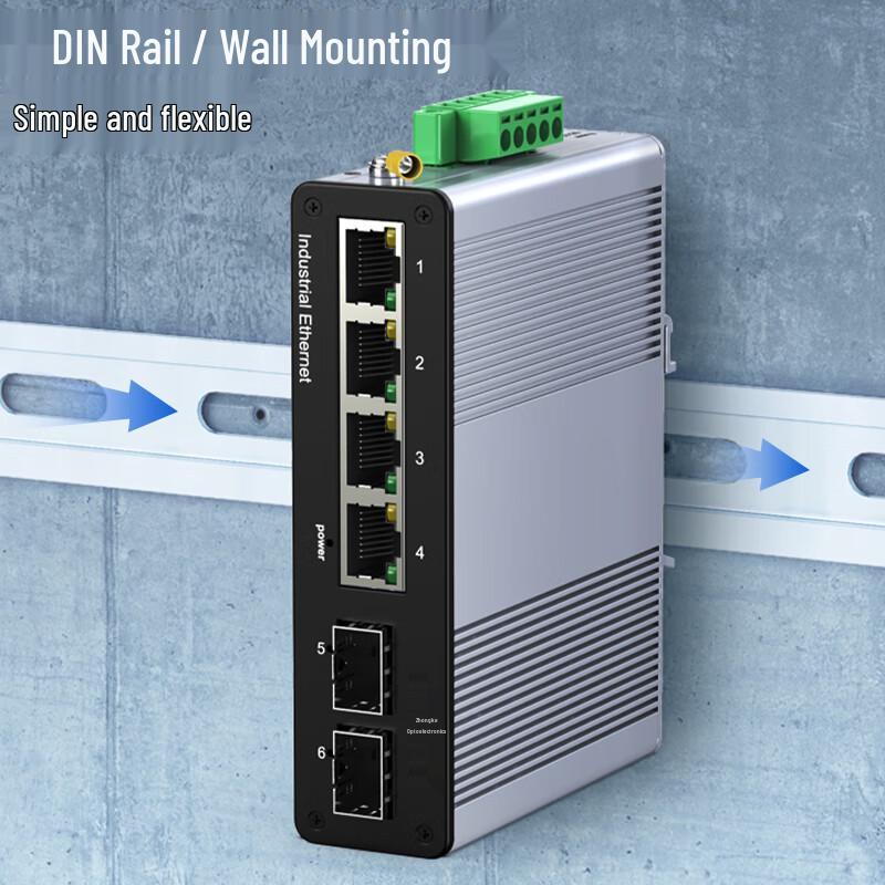 Industrial POE Fiber Optic Switch 4GE+2SFP