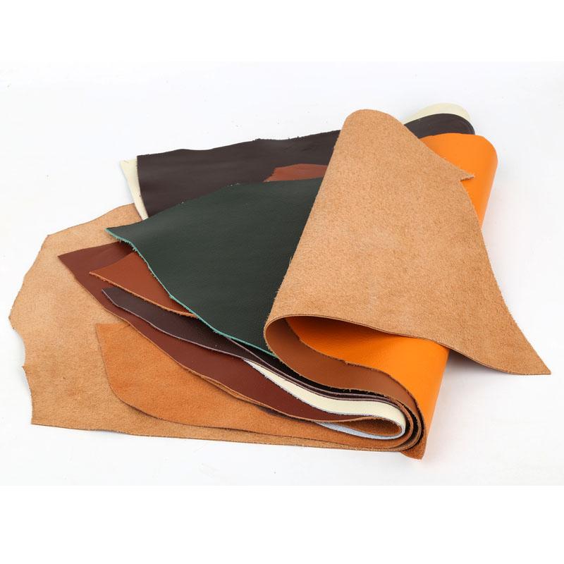 Colorful plain weave top layer cowhide leather material, genuine leather fabric with drop pattern of 1.2mm thick soft cowhide so