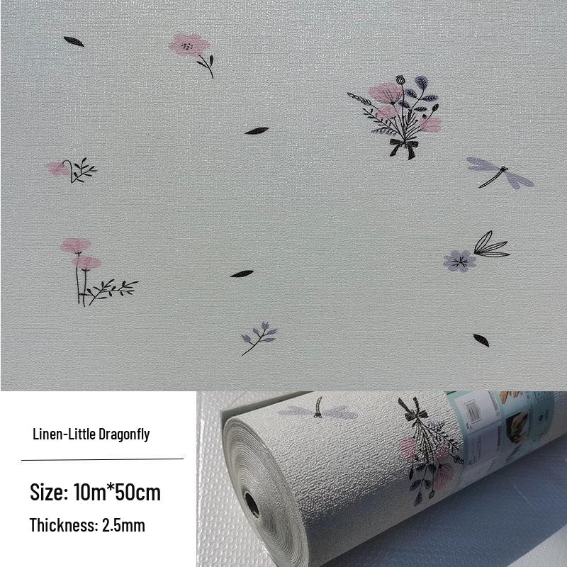 3D Linen Self-Adhesive Wallpaper: Waterproof, Moisture-Proof, Anti-Mold Wall Stickers for Bedroom Renovation