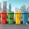 4Pcs Cartoon Face Trash Can Stickers Self-Adhesive Waterproof Pvc Glossy Finish For Wall, Toilet, Refrigerator Indoor Outdoor