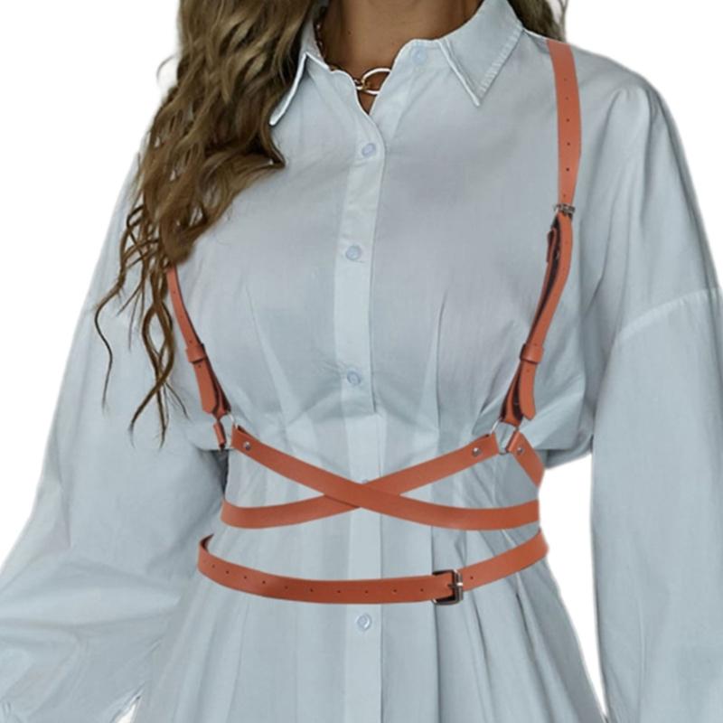 Adjustable Punk Style Synthetic Leather Waist Cincher Women's Harness Belt For Body Shaping And Fashionable Outfits