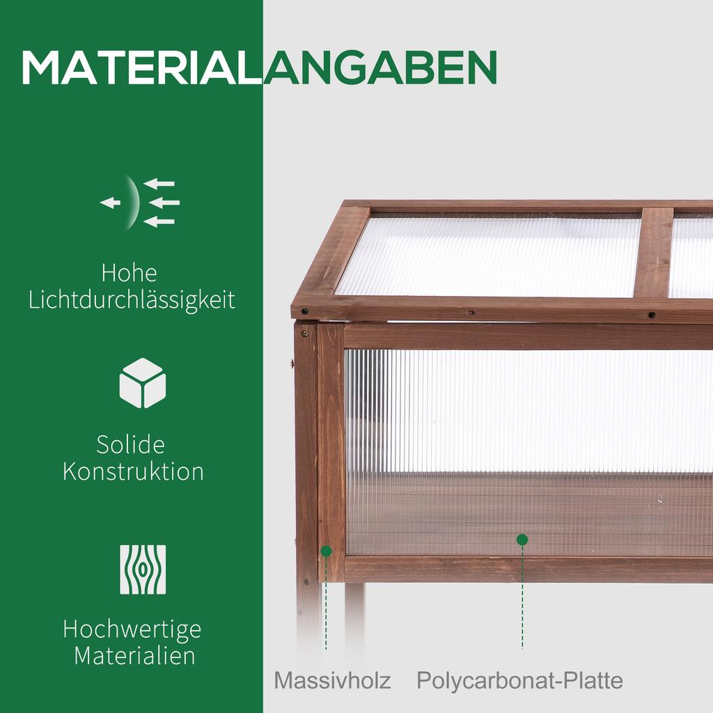 Raised Garden Bed Made of Wood Cold Frame 90 X 50 X 93 Cm Growing Table with Cover Weatherproof Herb Bed Planter Box for Garden