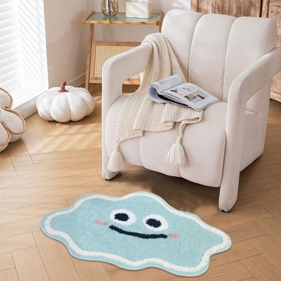 Ultra Soft Floor Mat Smiling Cloud Shape High Absorbent Thick Bath Mat Anti-Slip Design Quick Drying Bathroom Rug