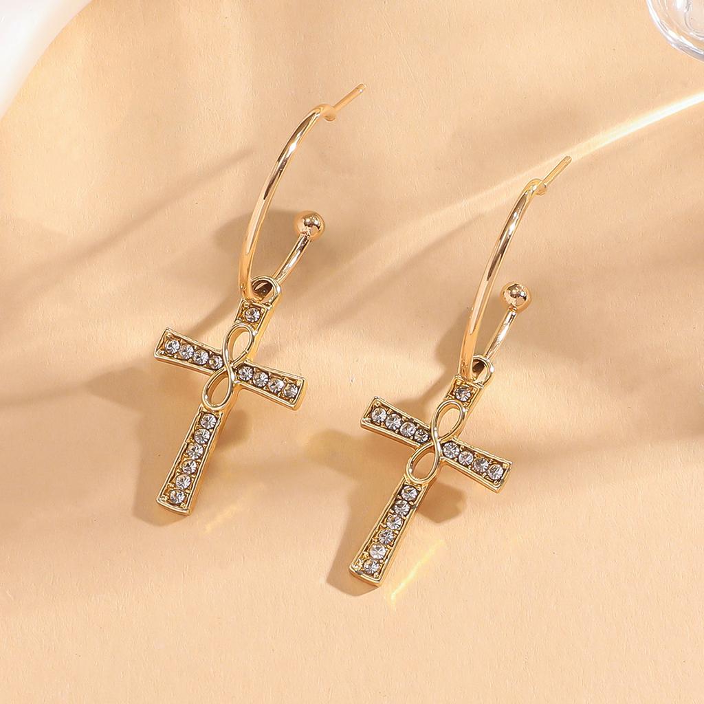 European Style Luxury Cross Earrings, Minimalist Instagram-Worthy Street Fashion Jewelry