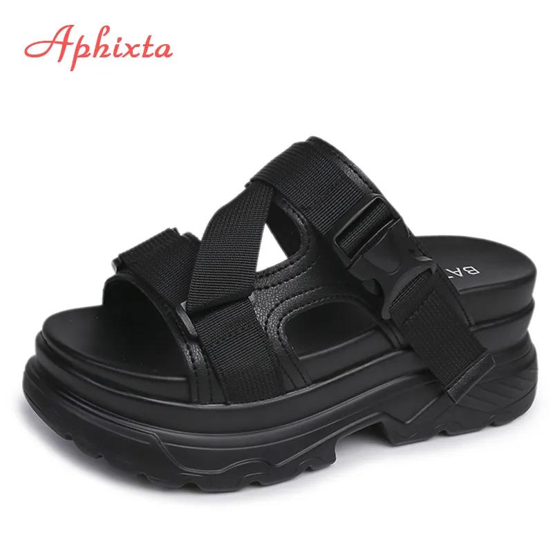Aphixta Platform Shoes Women Sandals Wedge Heels Shoes Height Increaming Women Buckle Thick Soled Beach Sandals Woman Sandal K78