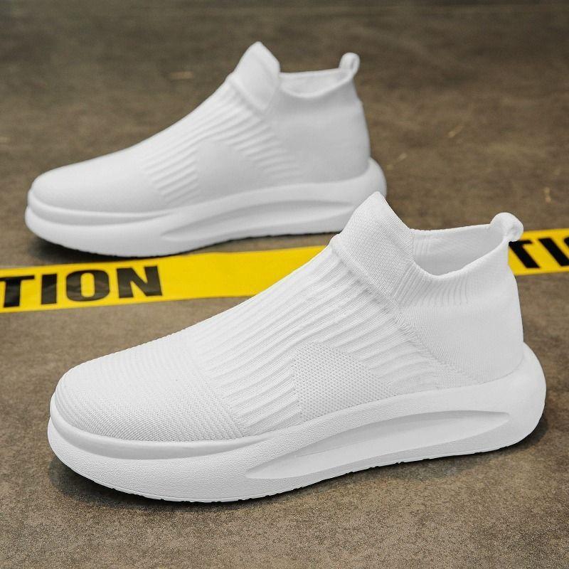 Men's Shoes Spring and Autumn 2025 New Mesh Breathable Thick-soled Sports Men's One-pedal Lightweight Soft-soled Black Socks Shoes